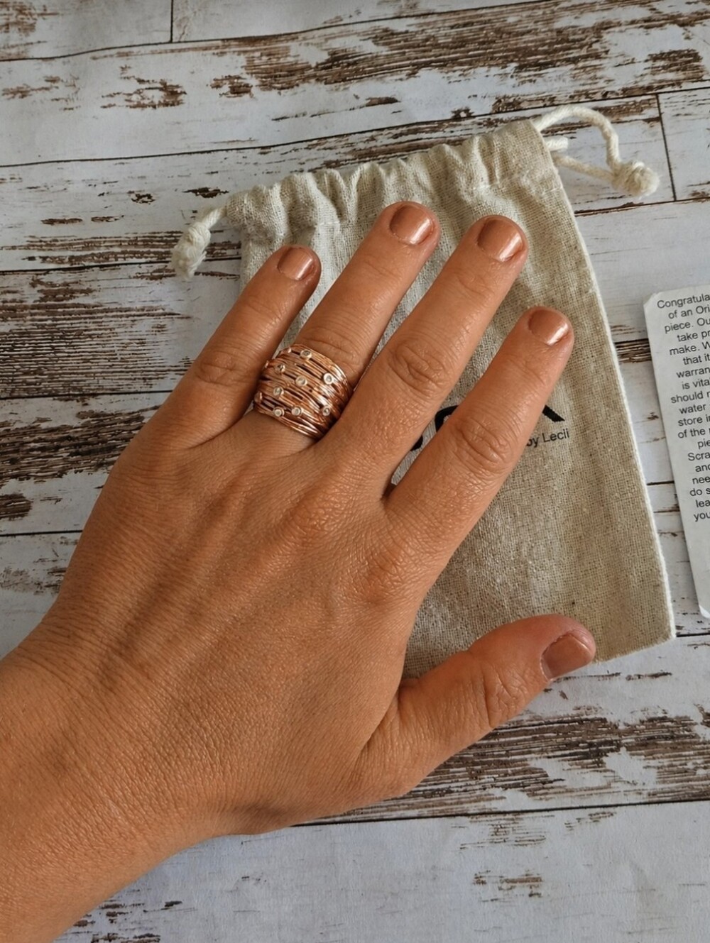 LUCA Rose Gold Textured Statement Ring